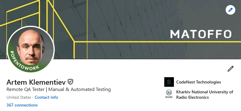 Growth Lead LinkedIn profile screenshot with NFC ID verification