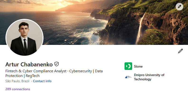Agency Owner LinkedIn profile screenshot with NFC ID verification