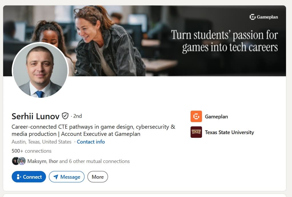 Verified LinkedIn profile of an Account Executive based in Austin, Texas, with NFC ID verification